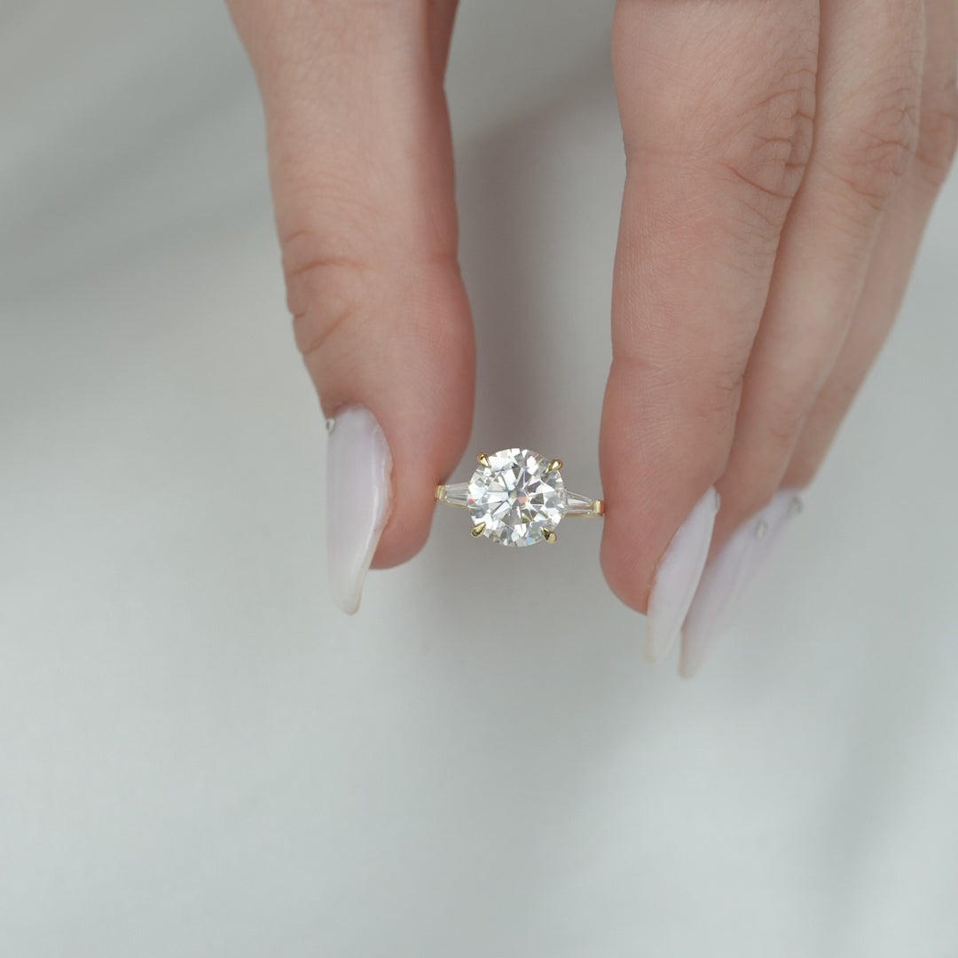 The Pave Leona Round Lab Diamond Moissanite Engagement Ring