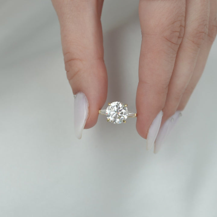 The Pave Leona Round Lab Diamond Moissanite Engagement Ring *Shown with 3 ct #material_gold