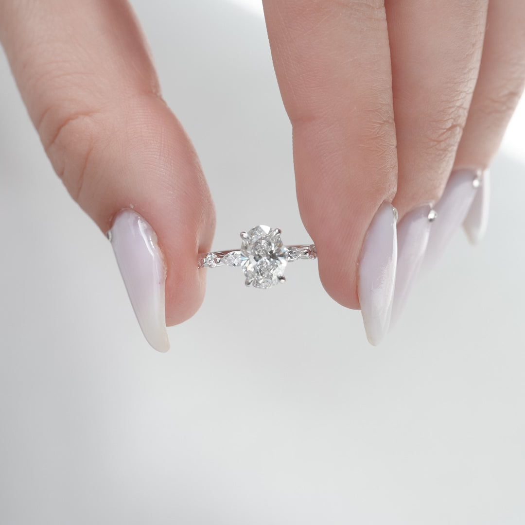 The Lyra Oval Lab Diamond Moissanite Engagement Ring