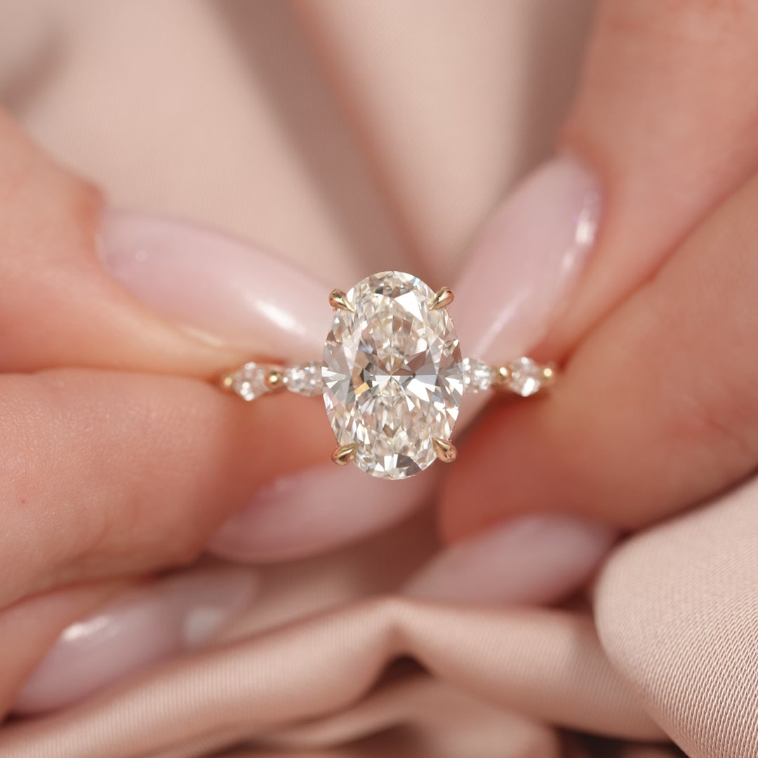 The Linda Oval Lab Diamond Moissanite Engagement Ring