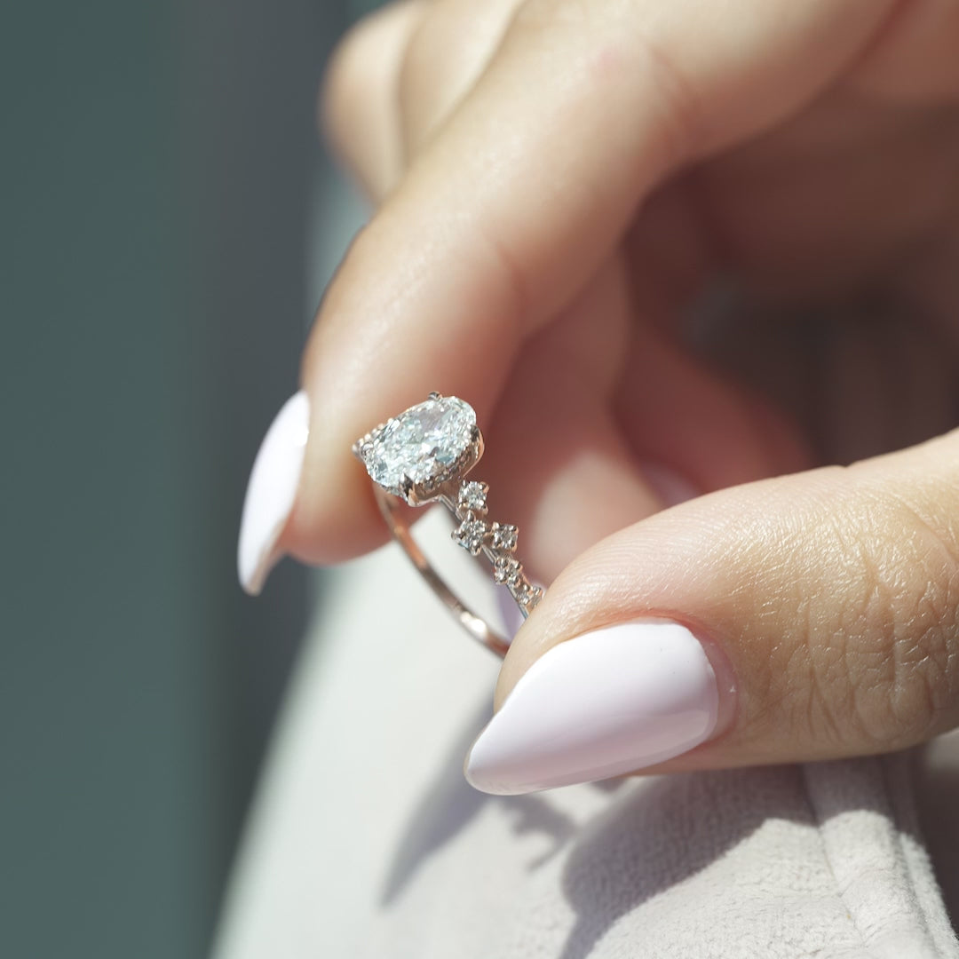 The Mona Oval Lab Diamond Moissanite Engagement Ring