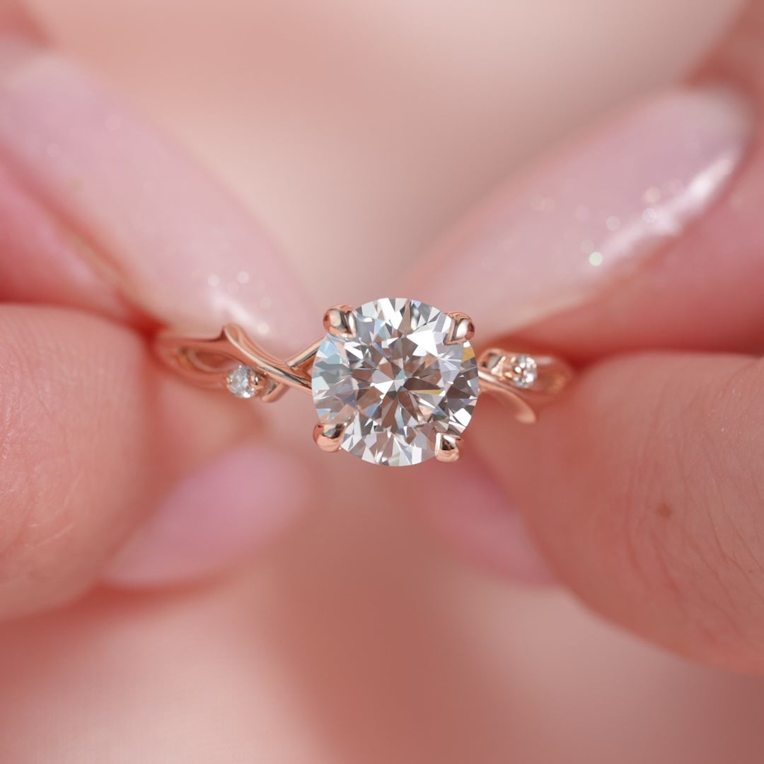 The Coco Round Lab Diamond Moissanite Engagement Ring