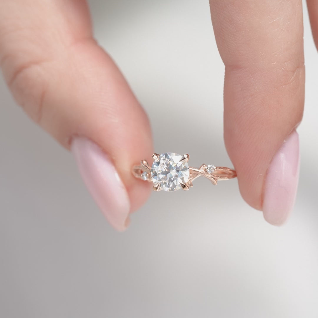 The Textured Coco Round Lab Diamond Moissanite Engagement Ring