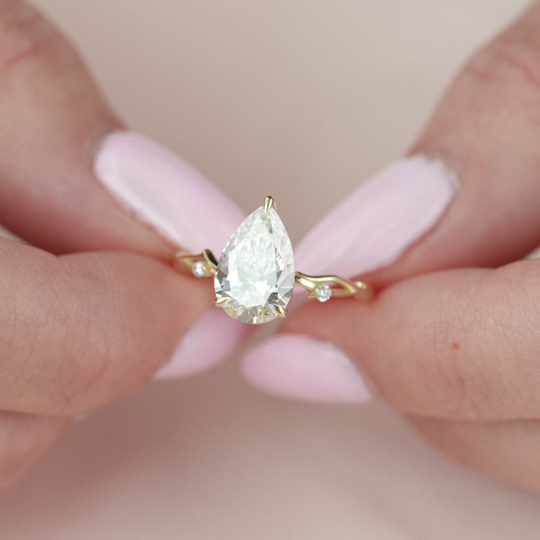 The Coco Pear Lab Diamond Moissanite Engagement Ring