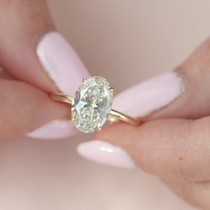 The Abby Oval Lab Diamond Moissanite Engagement Ring *Shown with 3.5 ct #material_gold