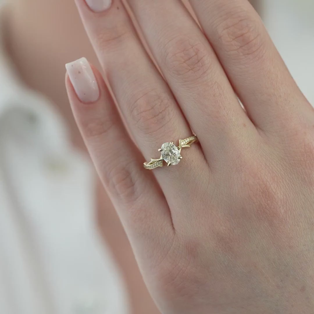 The Pave Coco Oval Lab Diamond Moissanite Engagement Ring