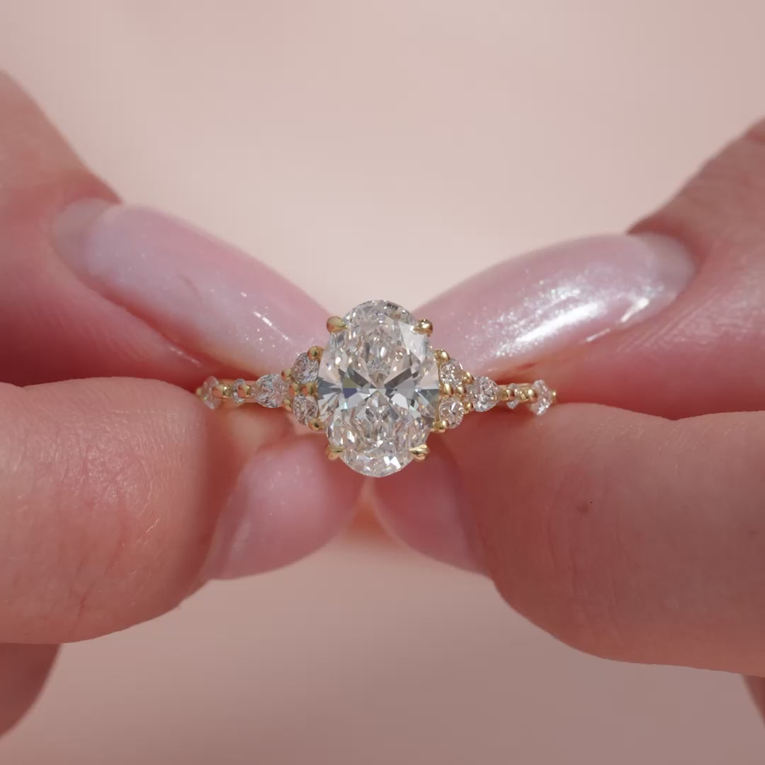 The Kaiden Oval Lab Diamond Moissanite Engagement Ring