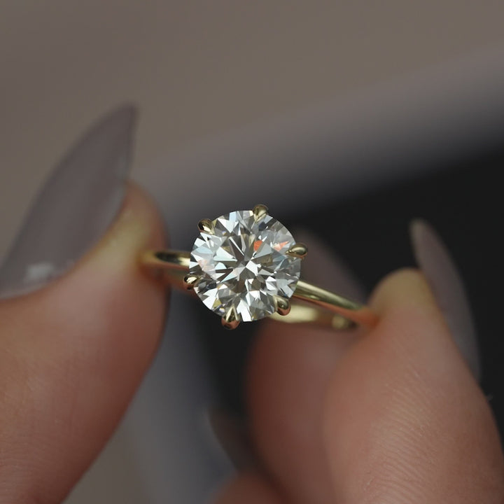 The Navy Round Lab Diamond Moissanite Engagement Ring *Shown with 2.5 ct #material_gold