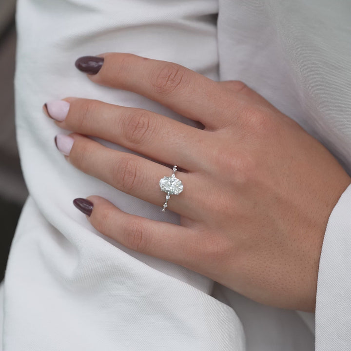 The Morgan Oval Lab Diamond Moissanite Engagement Ring *Shown with 2 ct #material_white