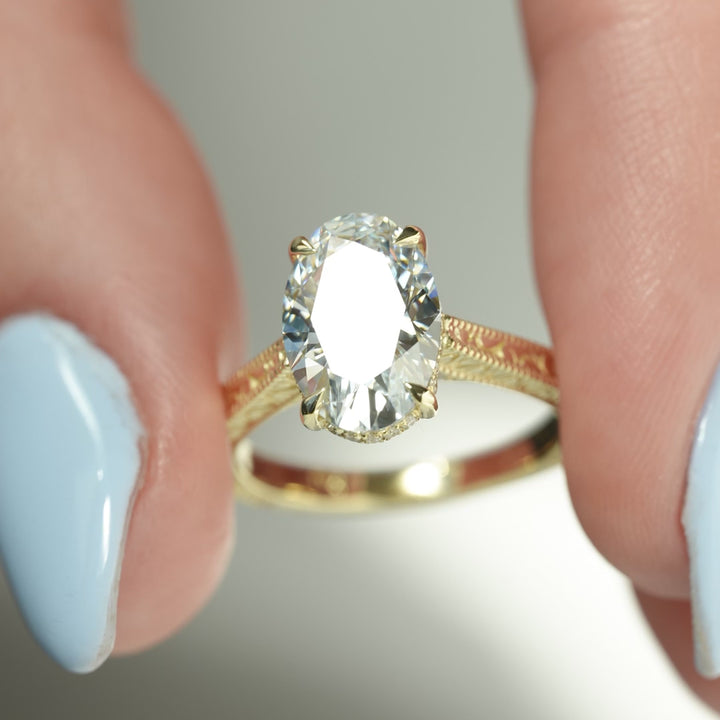 The Alexandra Oval Lab Diamond Moissanite Engagement Ring *Shown with 2.5 ct #material_gold