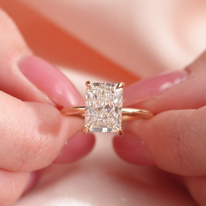 The Liberty Radiant Lab Diamond Moissanite Engagement Ring *Shown with 4 ct #material_gold
