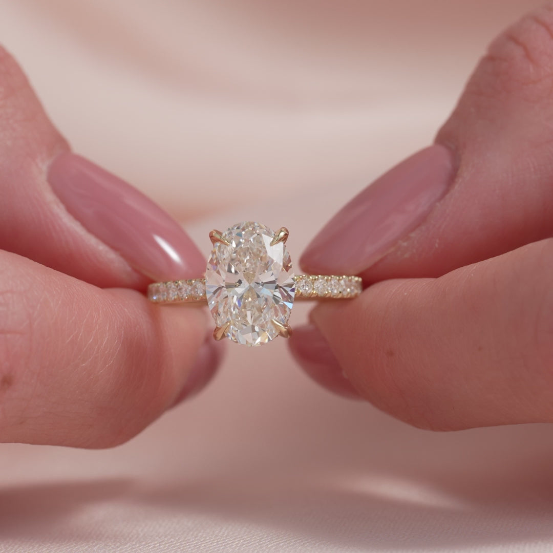 The Pave Liberty Oval Lab Diamond Moissanite Engagement Ring