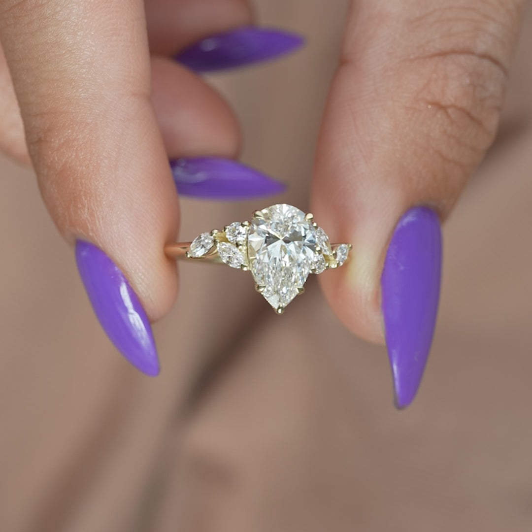The Miranda Pear Lab Diamond Moissanite Engagement Ring