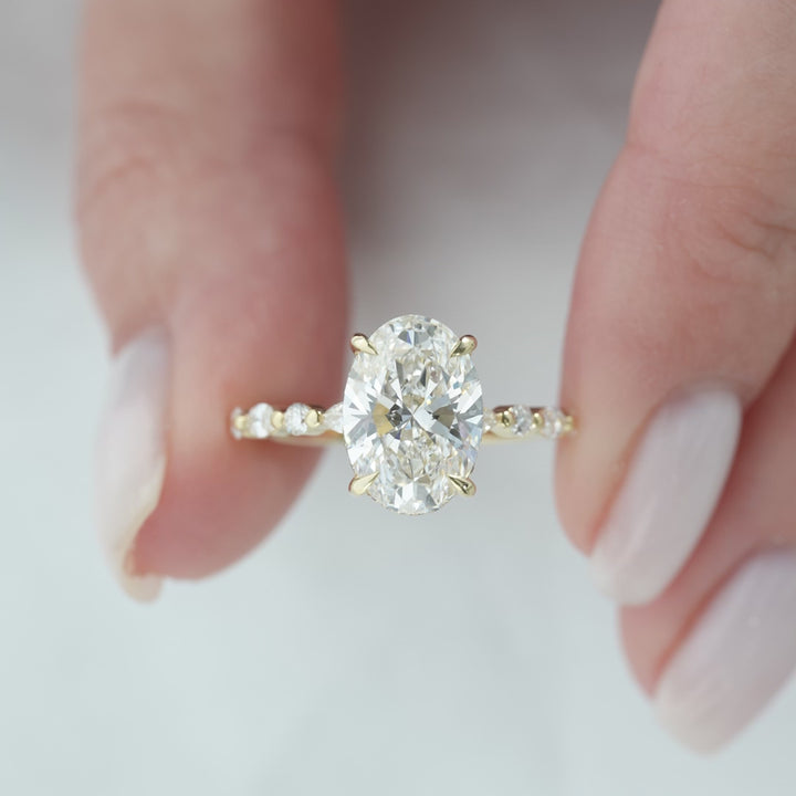 The Lyra Oval Lab Diamond Moissanite Engagement Ring *Shown with 3.5 ct #material_gold