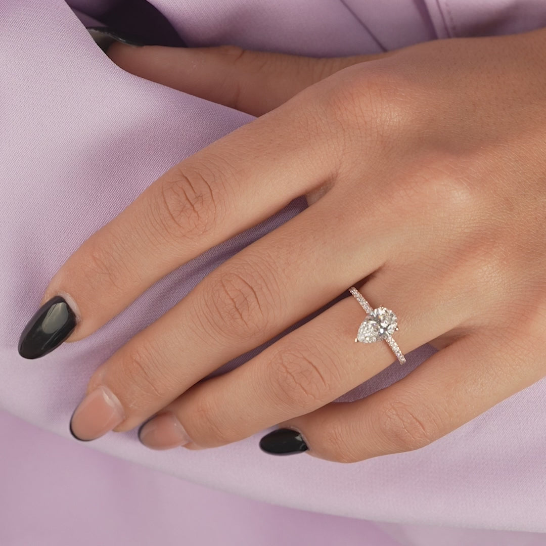 The Ayden Pear Lab Diamond Moissanite Engagement Ring