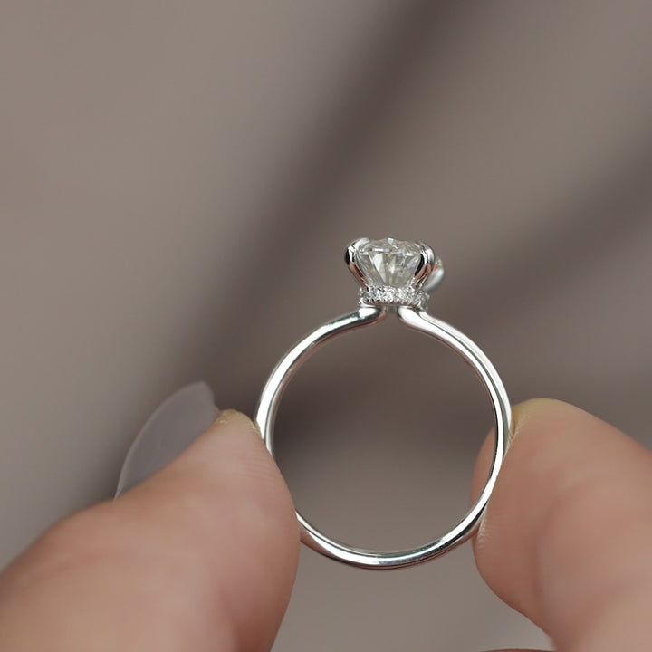 The Navy Oval Lab Diamond Moissanite Engagement Ring *Shown with 2 ct #material_white