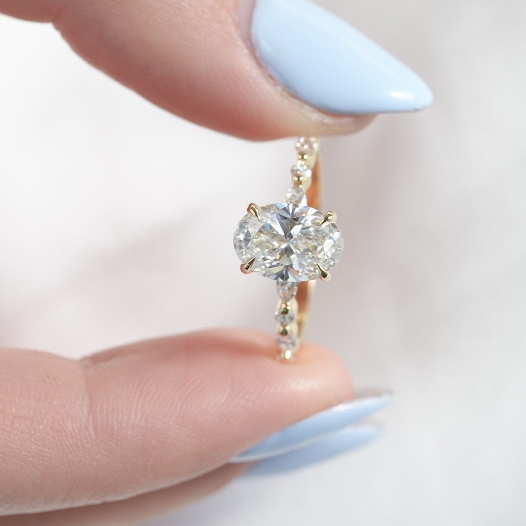 The Lyra Oval Lab Diamond Moissanite Engagement Ring