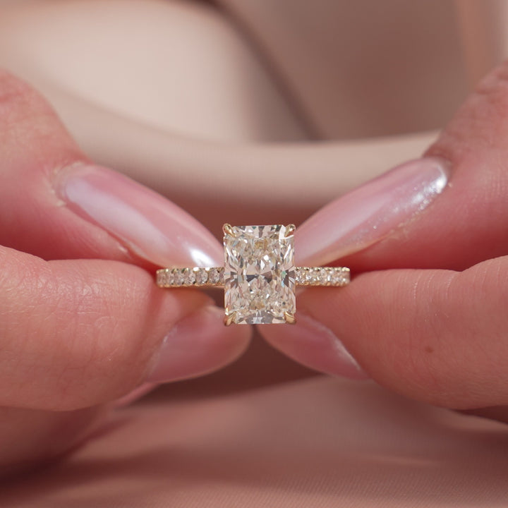 The Pave Natasha Radiant Lab Diamond Moissanite Engagement Ring *Shown with 2.5 ct #material_gold