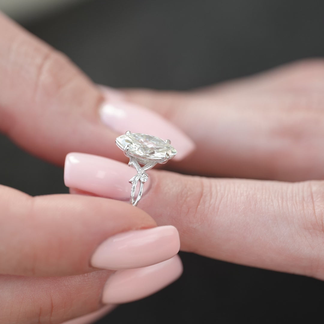 The Textured Coco Marquise Lab Diamond Moissanite Engagement Ring