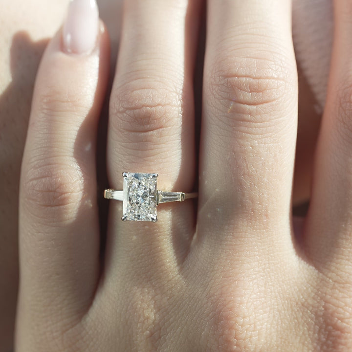 The Leona Radiant Lab Diamond Moissanite Engagement Ring *Shown with 2 ct #material_gold