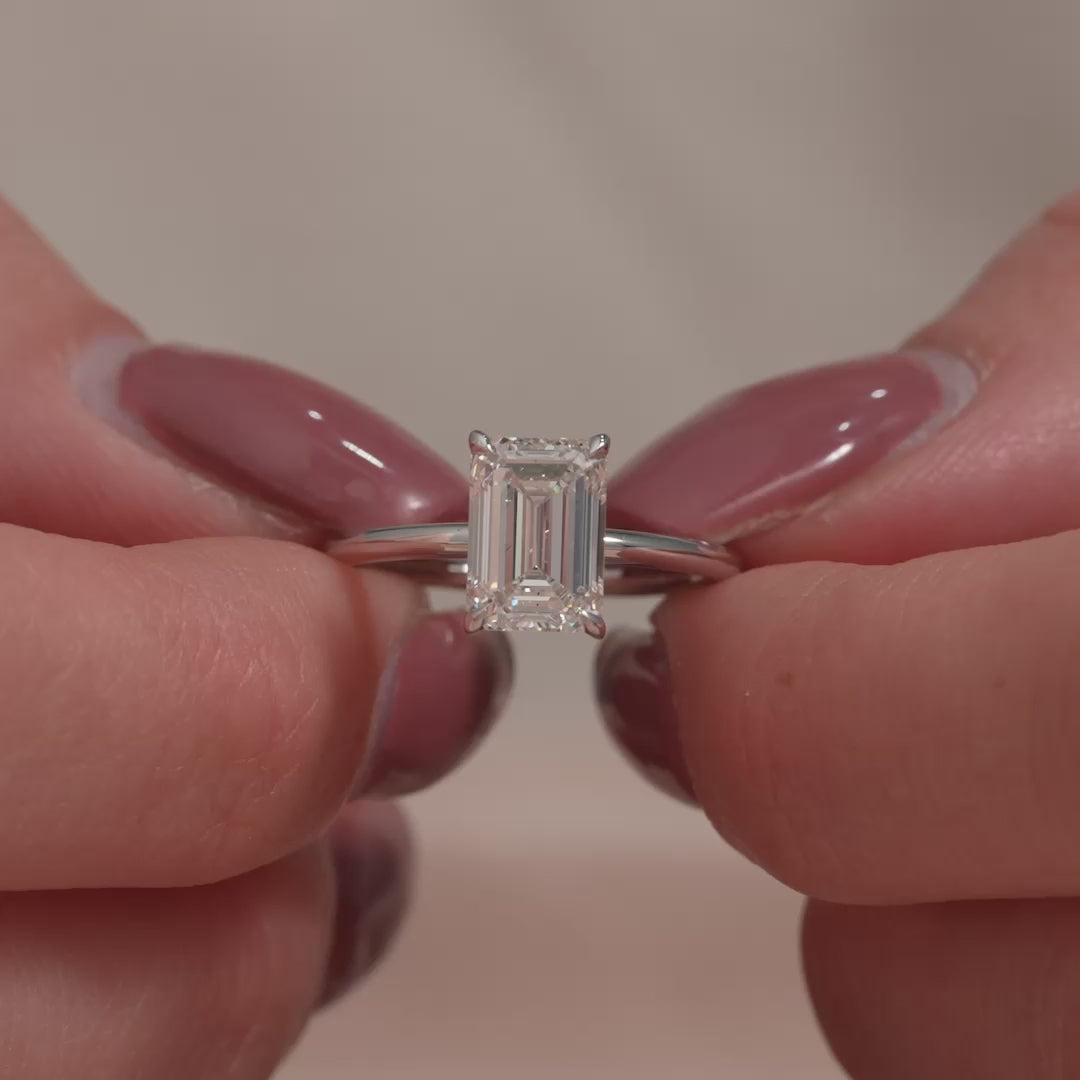 The Logan Emerald Lab Diamond Moissanite Engagement Ring