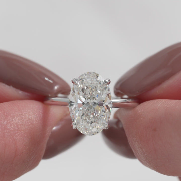 The Cecelia Oval Lab Diamond Moissanite Engagement Ring *Shown with 3 ct #material_white