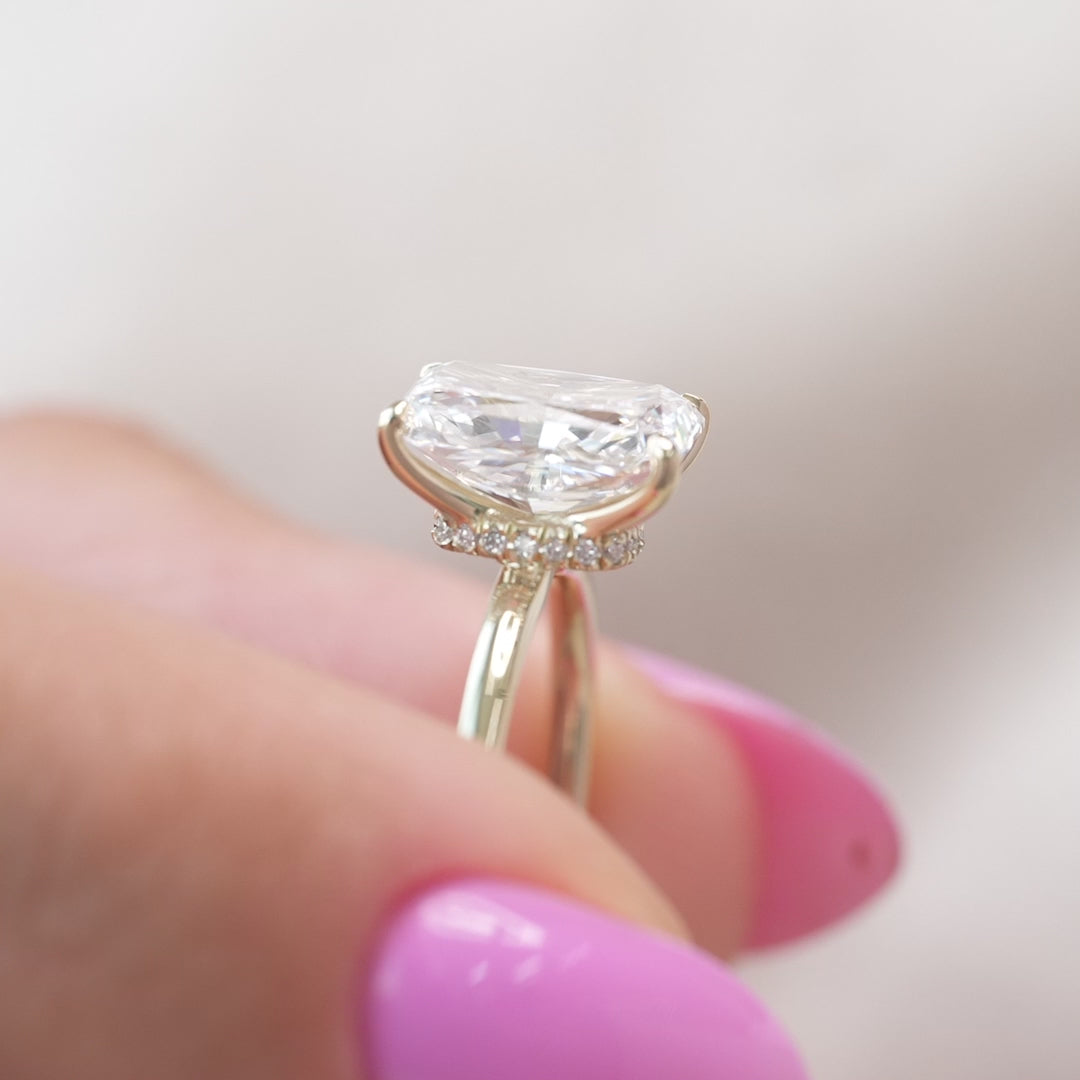 The Navy Radiant Lab Diamond Moissanite Engagement Ring