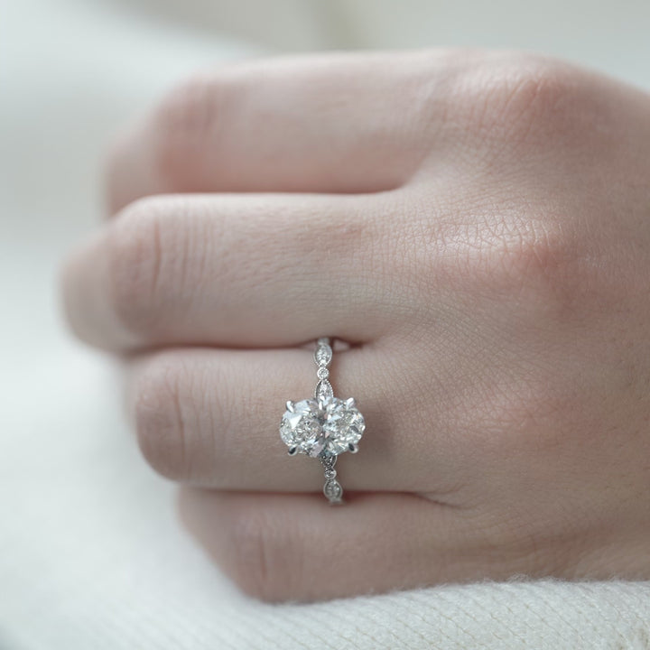 The Juliet Oval Lab Diamond Moissanite Engagement Ring *Shown with 2 ct #material_white