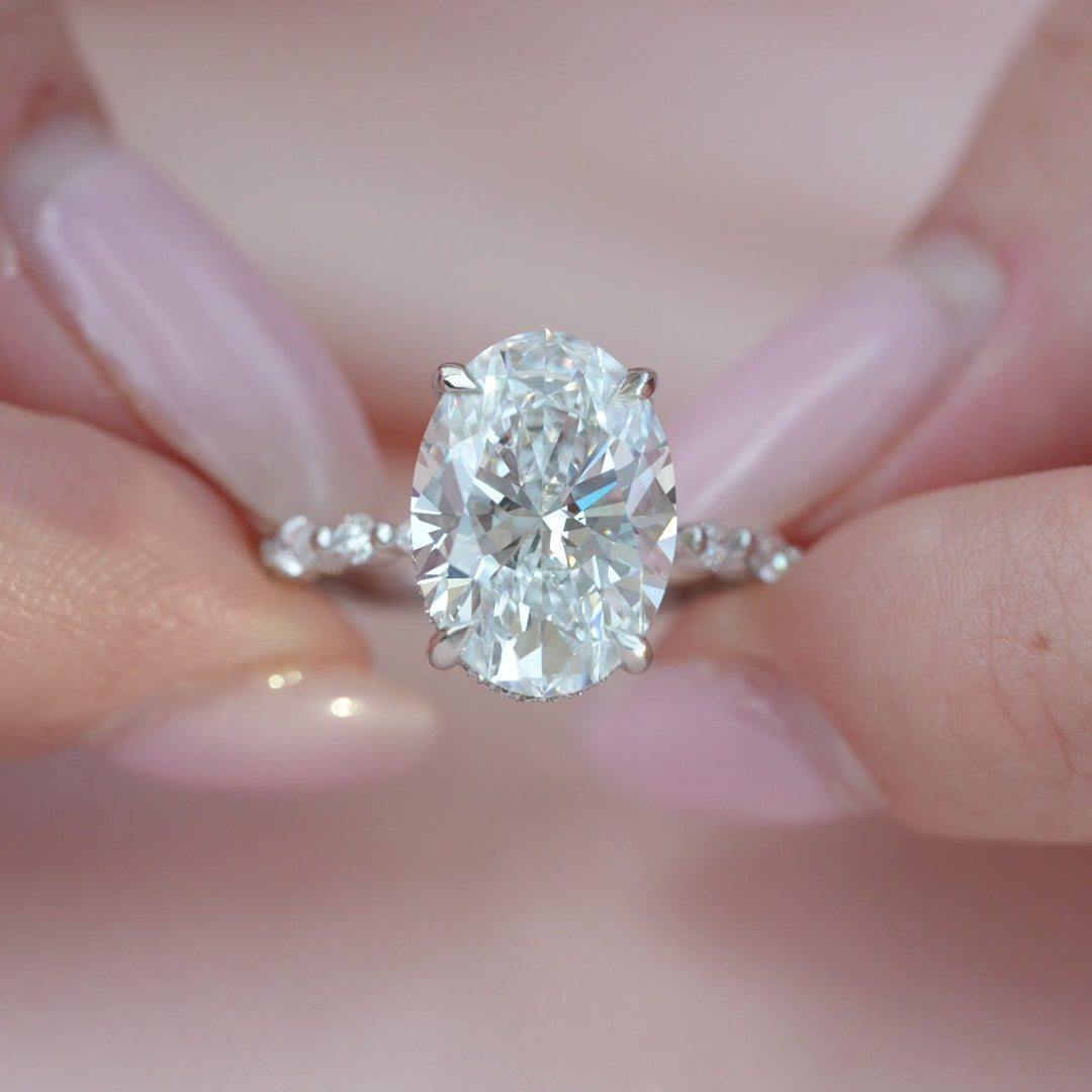The Lyra Oval Lab Diamond Moissanite Engagement Ring
