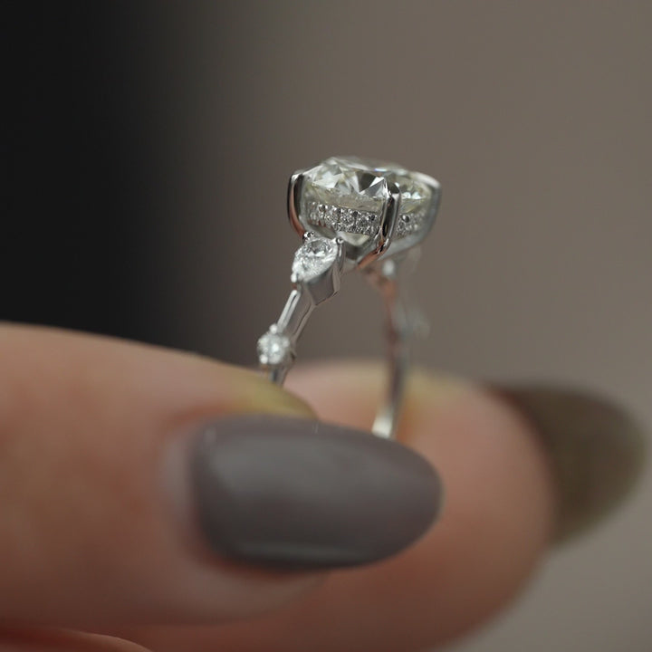 The Niko Round Lab Diamond Moissanite Engagement Ring *Shown with 1.5 ct #material_white