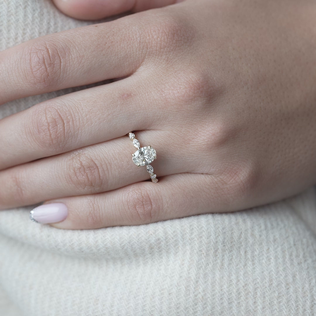 The Lyra Oval Lab Diamond Moissanite Engagement Ring