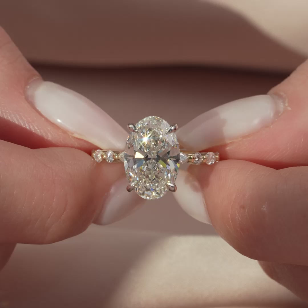 The Lyra Oval Lab Diamond Moissanite Engagement Ring