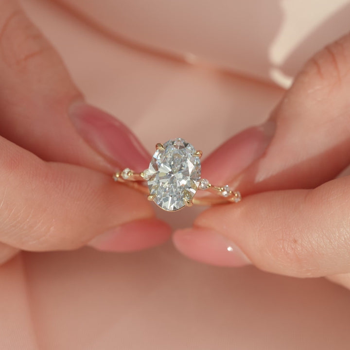 The Morgan Oval Lab Diamond Moissanite Engagement Ring *Shown with 3 ct #material_gold