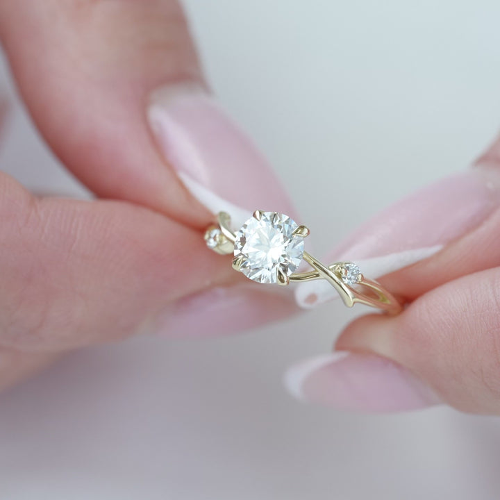 The Coco Round Lab Diamond Moissanite Engagement Ring *Shown with 1 ct #material_gold
