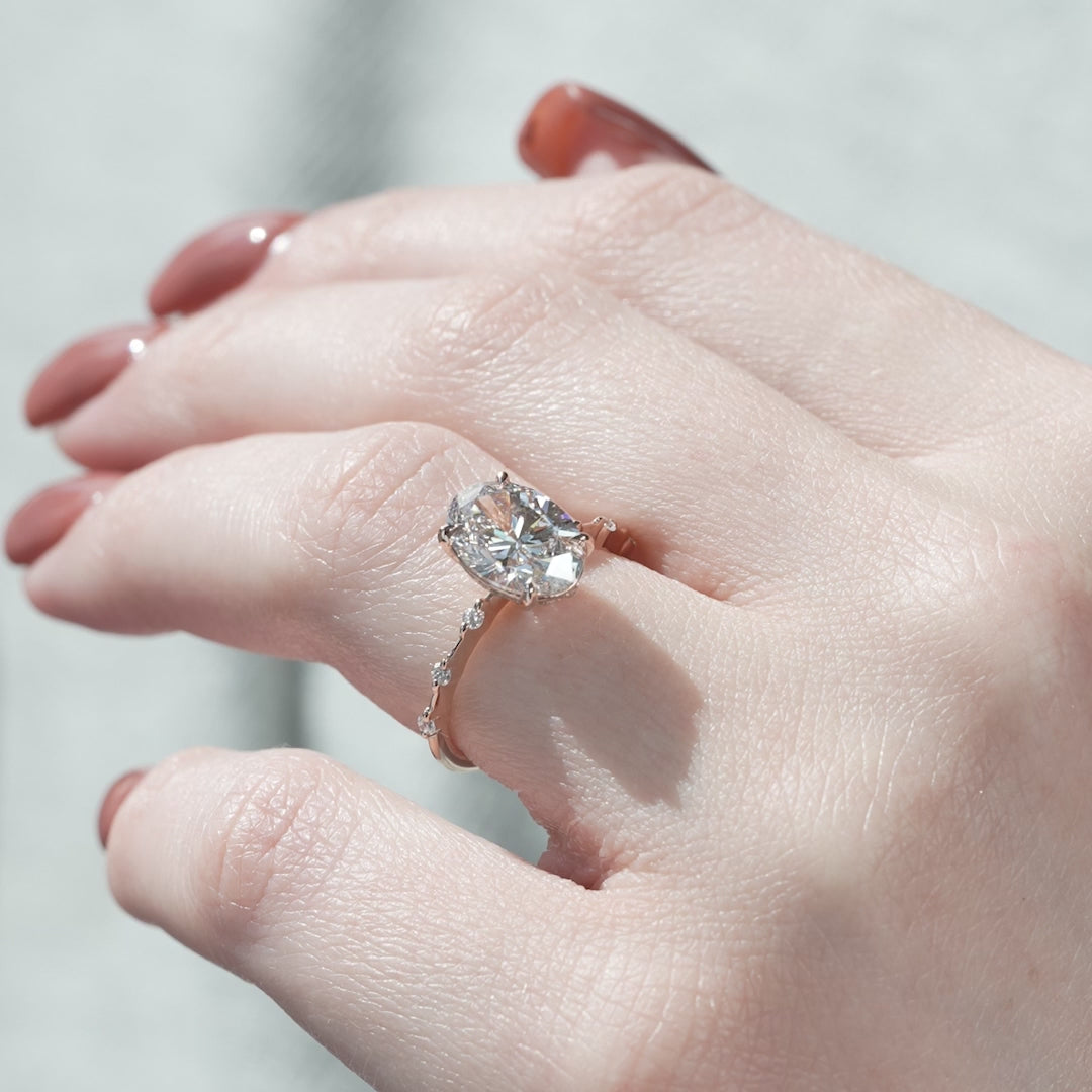 The Morgan Oval Lab Diamond Moissanite Engagement Ring