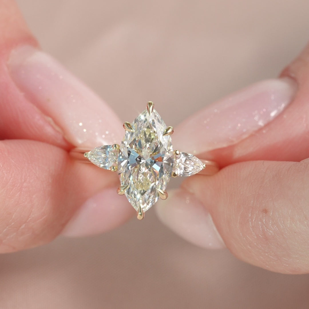 The Lacey Marquise Lab Diamond Moissanite Engagement Ring