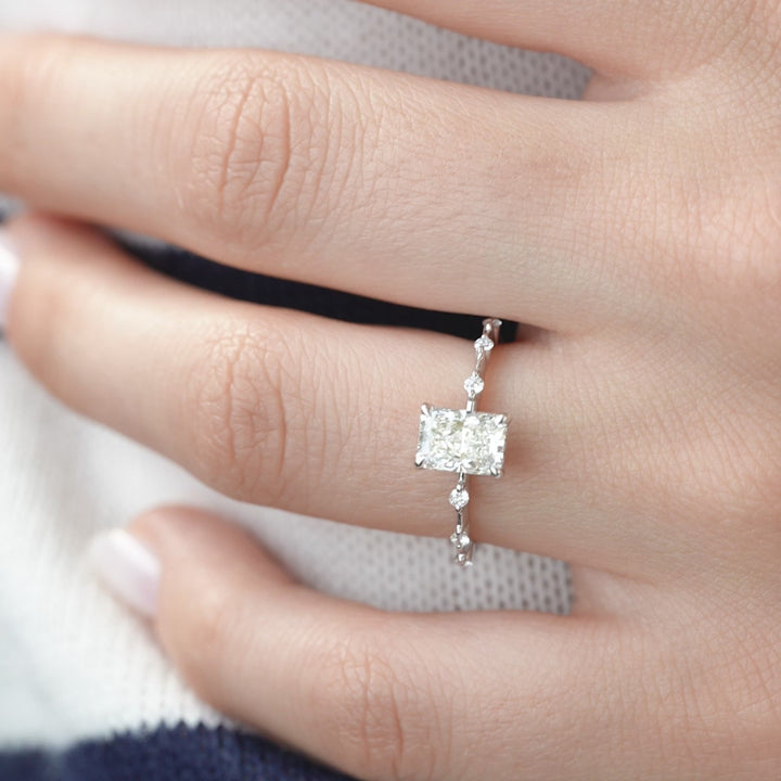 The Hidden Halo Morgan Radiant Lab Diamond Moissanite Engagement Ring *Shown with 1 ct #material_white