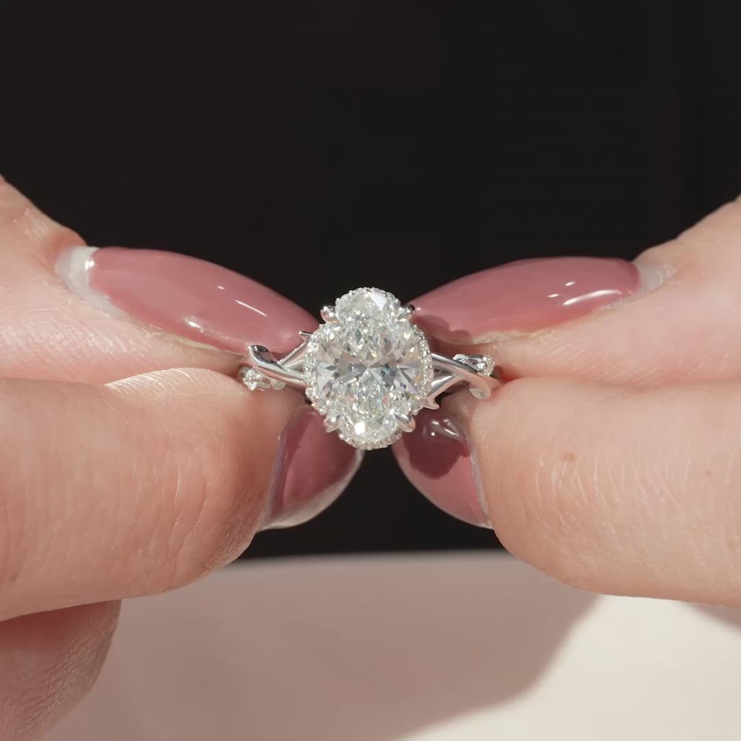The Halo Coco Oval Lab Diamond Moissanite Engagement Ring