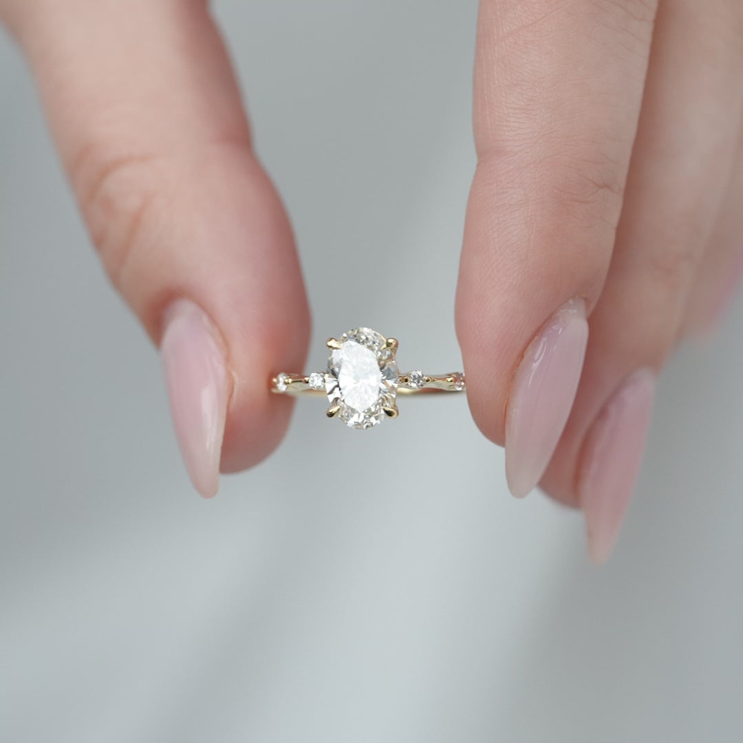 The Morgan Oval Lab Diamond Moissanite Engagement Ring
