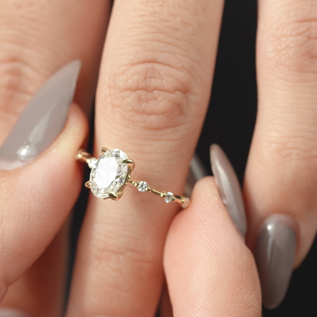 The Morgan Oval Lab Diamond Moissanite Engagement Ring