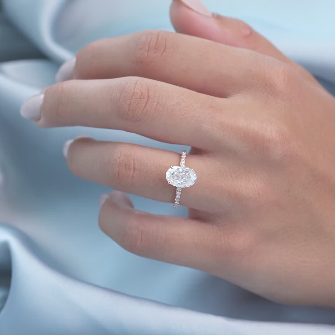 The Pave Abby Oval Lab Diamond Moissanite Engagement Ring