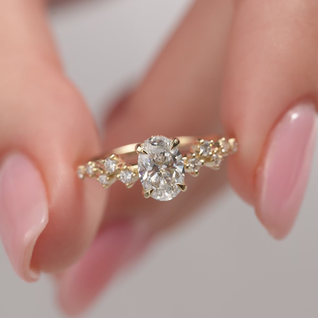 The Mona Oval Lab Diamond Moissanite Engagement Ring