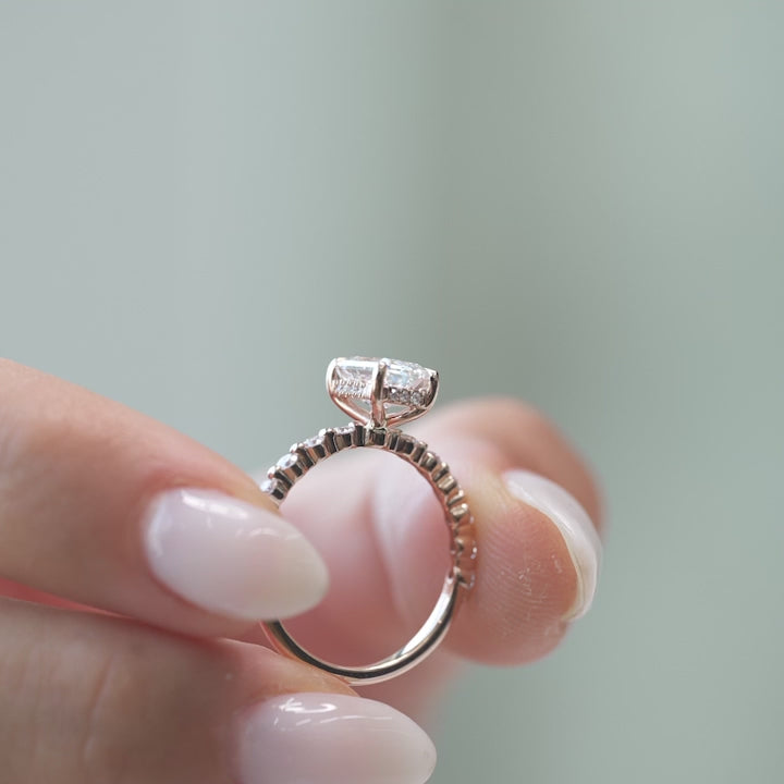 The Kimora Emerald Lab Diamond Moissanite Engagement Ring