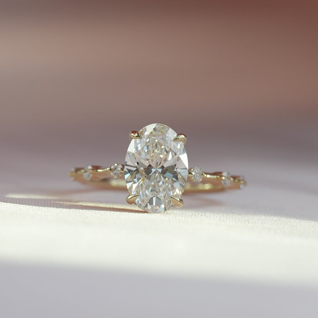 The Hidden Halo Morgan Oval Lab Diamond Moissanite Engagement Ring