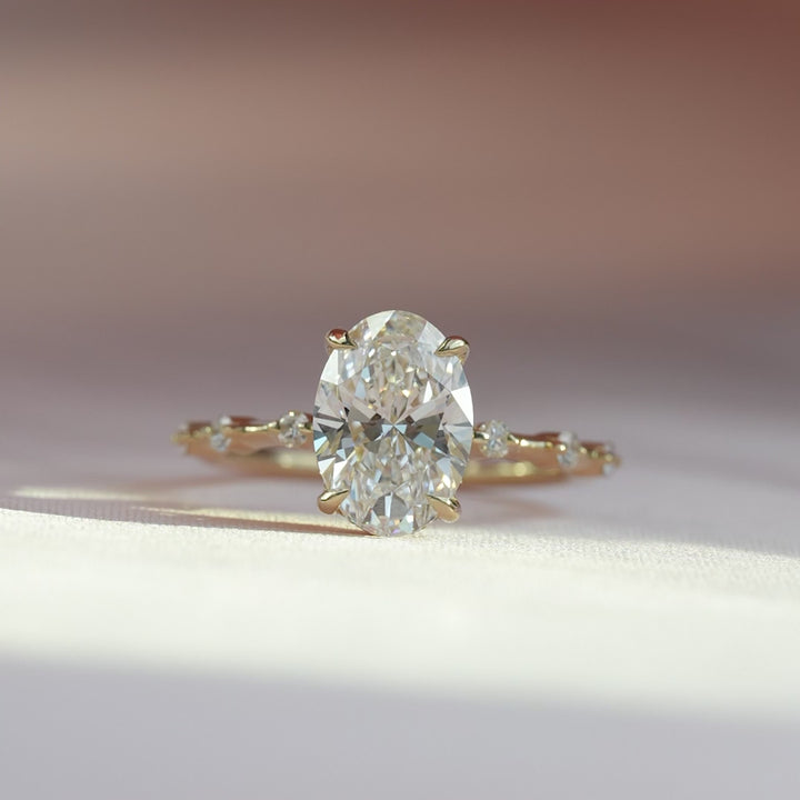 The Hidden Halo Morgan Oval Lab Diamond Moissanite Engagement Ring *Shown with 2 ct #material_gold