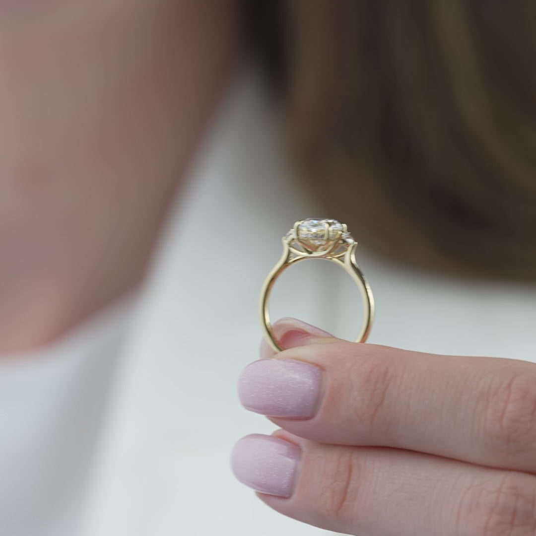 The Lucy Oval Lab Diamond Moissanite Engagement Ring