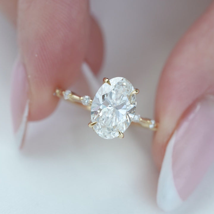 The Hidden Halo Morgan Oval Lab Diamond Moissanite Engagement Ring *Shown with 2.5 ct #material_gold