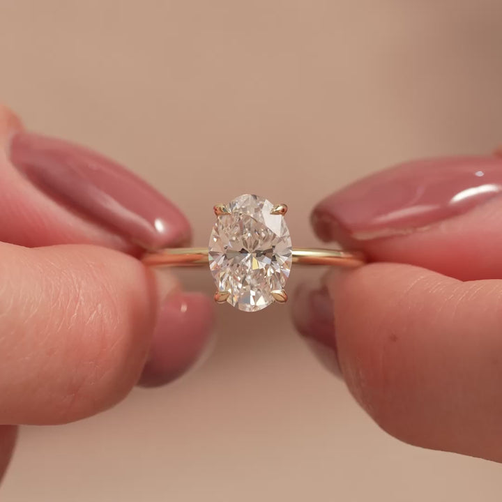 The Liberty Oval Lab Diamond Moissanite Engagement Ring *Shown with 2 ct #material_gold