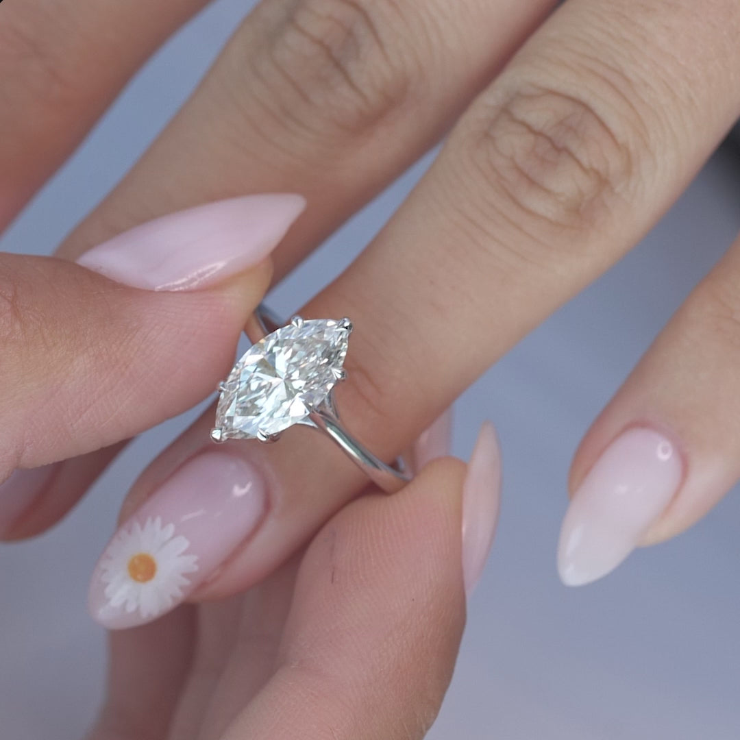 The Lacole Marquise Lab Diamond Moissanite Engagement Ring