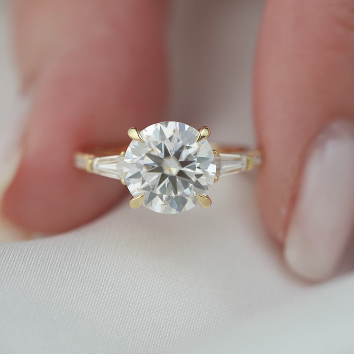 The Pave Leona Round Lab Diamond Moissanite Engagement Ring *Shown with 3 ct #material_gold